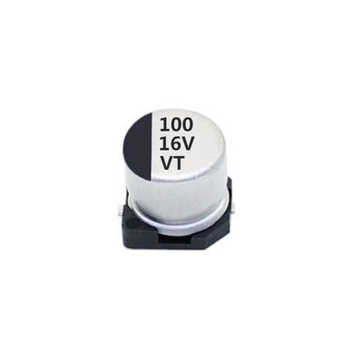 स्थिर प्रदर्शन 100uf 16v SMD कैपेसिटर, इलेक्ट्रोलाइटिक एल्यूमीनियम कैपेसिटर